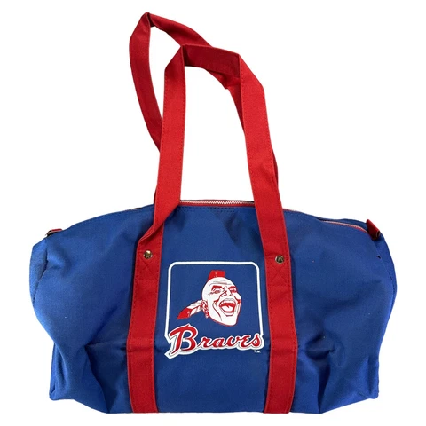 NOS VINTAGE 1970's RARE ATLANTA BRAVES HOSTESS CANVAS DUFFLE BAG BLUE RED Cover