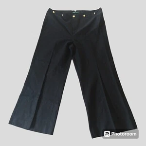 Lauren Ralph Lauren Damen Hose 16 Schwarz Preppy Büro Baumwolle fade weites Bein - Bild 1 von 12