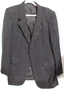 Giorgio Sant Angelo Mens Wool Cashmere Blend Gray Red Stripe Mens Jacket 42L - Picture 1 of 9