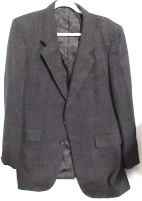 Jaqueta masculina Giorgio Sant Angelo lã cashmere mistura cinza listra vermelha 42L - Imagem 1 de 4