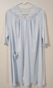 CAMICIA DA NOTTE VINTAGE LINEA OMBRA RICAMO FLOREALE ROSA TAGLIA L bambino blu pizzo trin - Foto 1 di 9