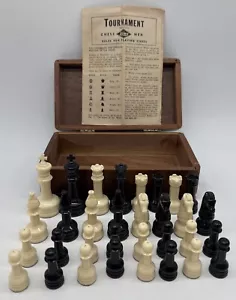Vintage 1945 E.S. Lowe Turnierschachfiguren Kunststoff Schachspiel komplett - ohne Brett - Bild 1 von 11
