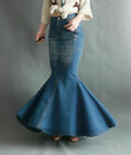Womens Denim Mermaid Skirts Slim Fit Flare Long Jean Dress Bodycon Dress Fashion
