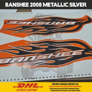 2008 Yamaha Banshee Graphics Decals Stickers Metallic Silver Bright Sold Orange - Picture 1 of 7