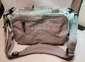 Cabela's Carryall Utility Tote kleine Reisetasche grau mit türkisfarbenem Besatz, 12 x 7 - Bild 1 von 8