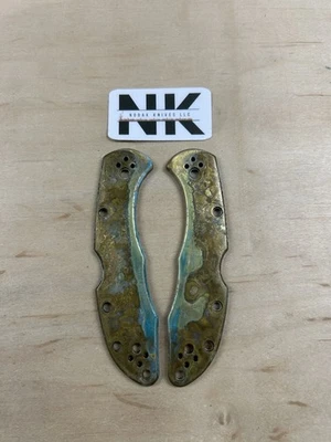 Nodak Custom «Shoreline» Shipwreck Латунь Spyderco Delica 4 Ручки Весы - Изображение 1 из 2