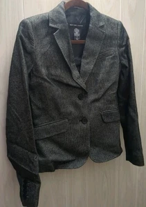 Blazer donna New York and Company taglia 0 misto lana spina di pesce antracite - Foto 1 di 8