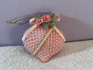 Weihnachtsschmuck rosa Herz Perlen Design applizierte Rosen PO9639 - Bild 1 von 4