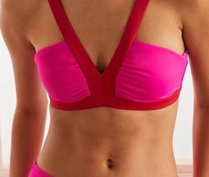 Boden Korsika V-Ausschnitt Badeanzug Bikini Oberteil rosa rot, Größe US 8 - Bild 1 von 10