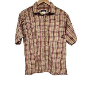 Camicia Patagonia Puckerware con bottoni Seersucker testurizzata marrone rosso a quadri piccola - Foto 1 di 6