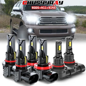 FOR Toyota Sequoia 2008-2018 6X LED Headlight Hi&Lo Beam + Fog Light Bulbs Kit - Picture 1 of 17