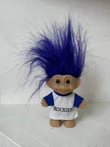 Colorado Rockies Good Luck 3” Vintage Russ Troll Doll Jersey Blue Hair - Picture 1 of 5
