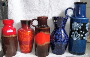 Vasen Scheurich Vase Keramik Vintage Lava Kunst blau rot orange - Bild 1 von 11