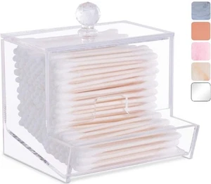 Acrylic Qtip Holder - Qtip Brand Cotton Swab Dispenser, Modern Bathroom Decor... - Picture 1 of 6