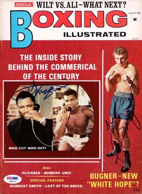 Joe Frazier & Joe Bugner Auto Signed Boxing Illustrated Magazine Cover PSA/DNA - Image 1 of 2