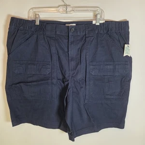 Croft Barrow Mens 46 Navy Blue Above Knee Side Elastic Cargo Shorts - Picture 1 of 7