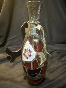 Luigi Santi emailliertes Porzellan italienische Mid Century Souvenir Di Rimini Vase 8 Zoll - Bild 1 von 12