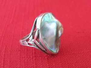 Anello Vintage Art Nouveau Sterling Blister Perle Splendido Da Estate Misura 5,5 - Foto 1 di 7