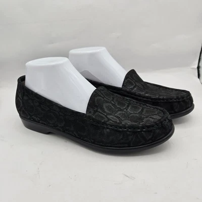 Mocasín SAS Simplify para mujer talla 9 M cuero negro serpiente sin cordones zapato trípode Foto 1 de 4