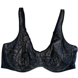 Wacoal Black Lace Lightly Lined Bra 855225 RN#61049 Size 36D - Picture 1 of 6