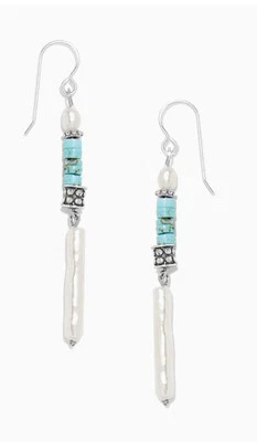 NUEVO Pendientes Brighton Guijarro Perla Turquesa Alambre Francés #J9986 Precio de venta sugerido por el fabricante: $78 Nuevo con etiquetas Foto 1 de 3