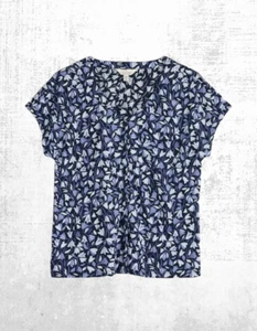 Ex Seasalt Women’s Short Sleeve Glass V-neck Jersey Top in Maritime Meadow - Picture 1 of 7