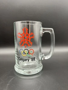 Vintage 1988 Calgary Winter Olympics Glass Mug - Picture 1 of 2