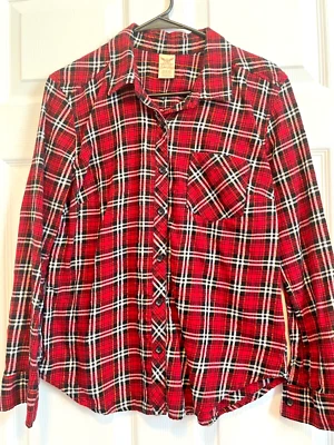 FADED GLORY Top Camisa Blusa M 8 Busto 38 Largo 25 Multicolor Cuadros Dorado Brillo Foto 1 de 3