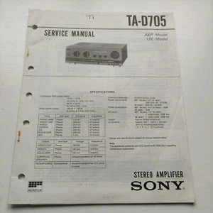 Sony Service Manual stereo amplifier TA-D705  (1991) genuine - Picture 1 of 11