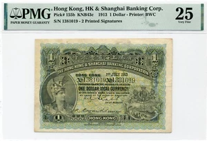 $1 1913 Hong Kong & Shanghai Banking Corp. Pick #155b, PMG VF 25 - Picture 1 of 2