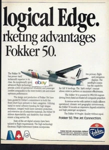 FOKKER FLUGZEUG FOKKER 50 THE PROPJET 2 PG 1990 SAS EUROLINK TECHNO LINK AD - Bild 1 von 2