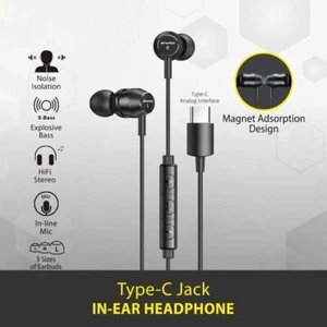 Wired In Ear Earbuds USB Type C Plug Stereo Headphones HiFi Bass Sound Headset - Picture 1 of 6