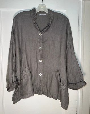 Chaqueta Bryn Walker Danuta de Lino Pesado Marrón Talla M. c584 Foto 1 de 4