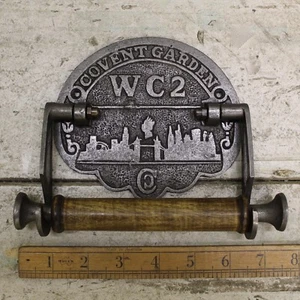 Classic Vintage Toilet Roll Holder Covent Garden WC2 Antique Iron and Wood 6" - Picture 1 of 1