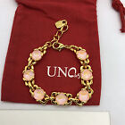 Uno de 50 NON STOP Bracelet Gold Links Bracelet With 7 Pink Crystals Bracelet