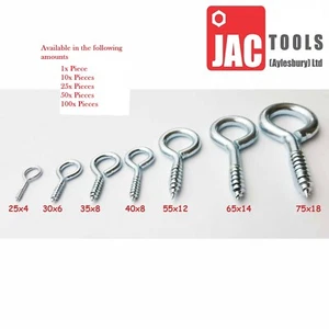 SCREW EYES HEAVY DUTY VINE HOOKS BZP FOR HANGING PICTURES GARDEN PLANTS ETC F&F - Picture 1 of 1