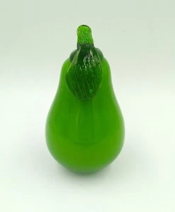 Hand blown Art Glass Pear Glass Green Fruit Vintage 5” - Picture 1 of 7