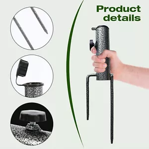 Iron Sun Beach Patio Umbrella Holder Parasol Ground Fixed Spike Fishing Stand - Picture 1 of 13
