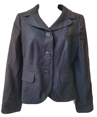 Chaqueta Blazer BODEN Negra Tres Botones Lana Talla UK 10 US 6 Forrada Carrera Clásica Foto 1 de 4