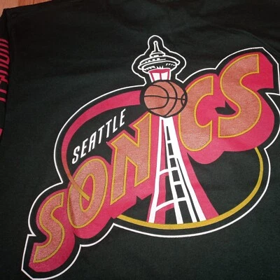 Vintage 90's Seattle Super Sonics long sleeve Shirt L USA Made Single Stitch NOS - Image 1 of 4