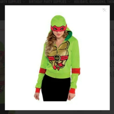 Chaqueta Disfraz Tortugas Ninja Cremallera Sudadera con Capucha Suéter Talla S/M Novedad Rafael NUEVO Foto 1 de 4