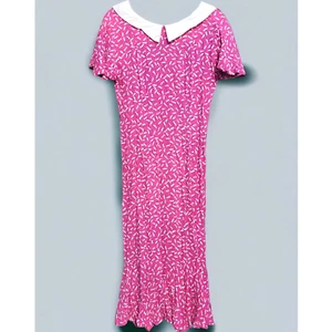 Vintage Joli Coeur by Jan Pink Confetti Print V-Neck Collar Maxi Hi Low Dress - Picture 1 of 14