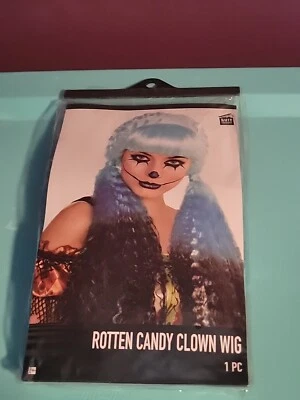 Peluca payaso caramelo podrido traje azul para mujer peluca Halloween vestir NUEVO Foto 1 de 2
