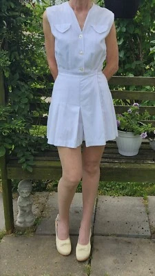 Винтажный игровой костюм 1930-х белый хлопок комбинезон комбинезон пляж 30-х F.B. Horgan  - Изображение 1 из 4