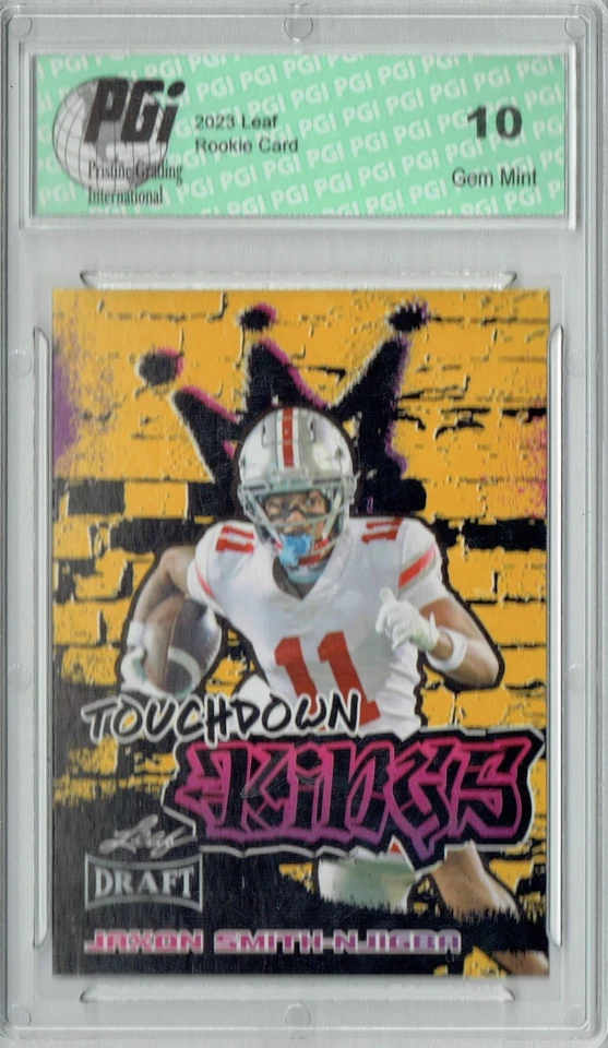 Jaxon Smith-Njigba 2023 Leaf Football #97 Gold TD Kings Rookie Card PGI 10 - Image 1 of 1