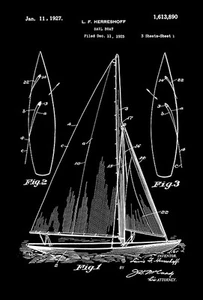 1927 - Velero - L. F. Herreshoff - Cartel de arte patentado - Imagen 1 de 3