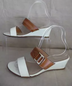 HEYRAUD mules compensées CUIR bicolore T 37 BON ETAT - Imagen 1 de 11