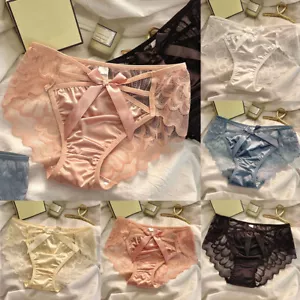 Damen Slips Aus Seidensatin Atmungsaktiv Mit Schleife Unterwäsche Dessous æ - Bild 1 von 28