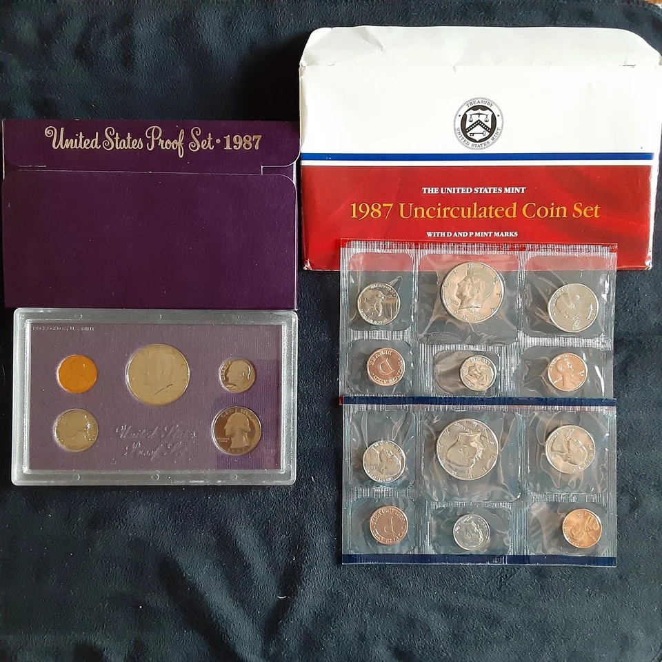 1987 U.S Mint Proof Set AND 1987 Uncirculated U.S Mint Coin set!  NICE PAIR!!! - Image 1 of 1