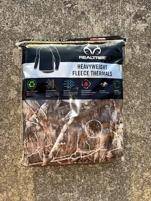 Realtree Men's Camo HeavyWeight Fleece Thermals Crew Top Size  Medium New - Image 1 of 4